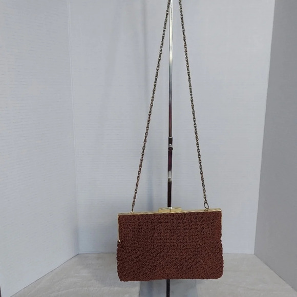 Vintage Jacobson's Brown Macrame Bag Chain Shoulder Bag Kiss Lock‎ Closure - Picture 11 of 11